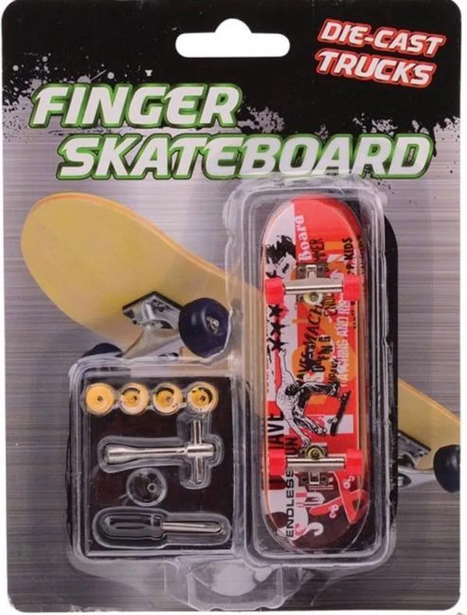 Johntoy Vinger Skateboard - 7-delig 9cm - Rood