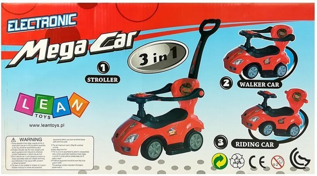 Lean Toys Mega Car 3-in-1 Loopauto Roze