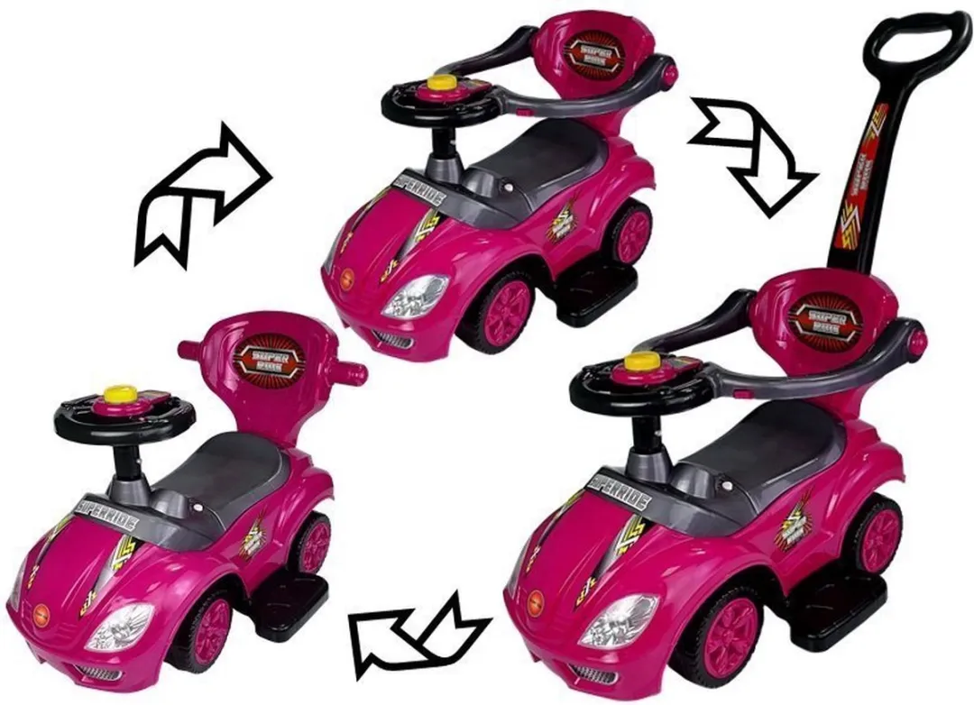 Lean Toys Mega Car 3-in-1 Loopauto Roze