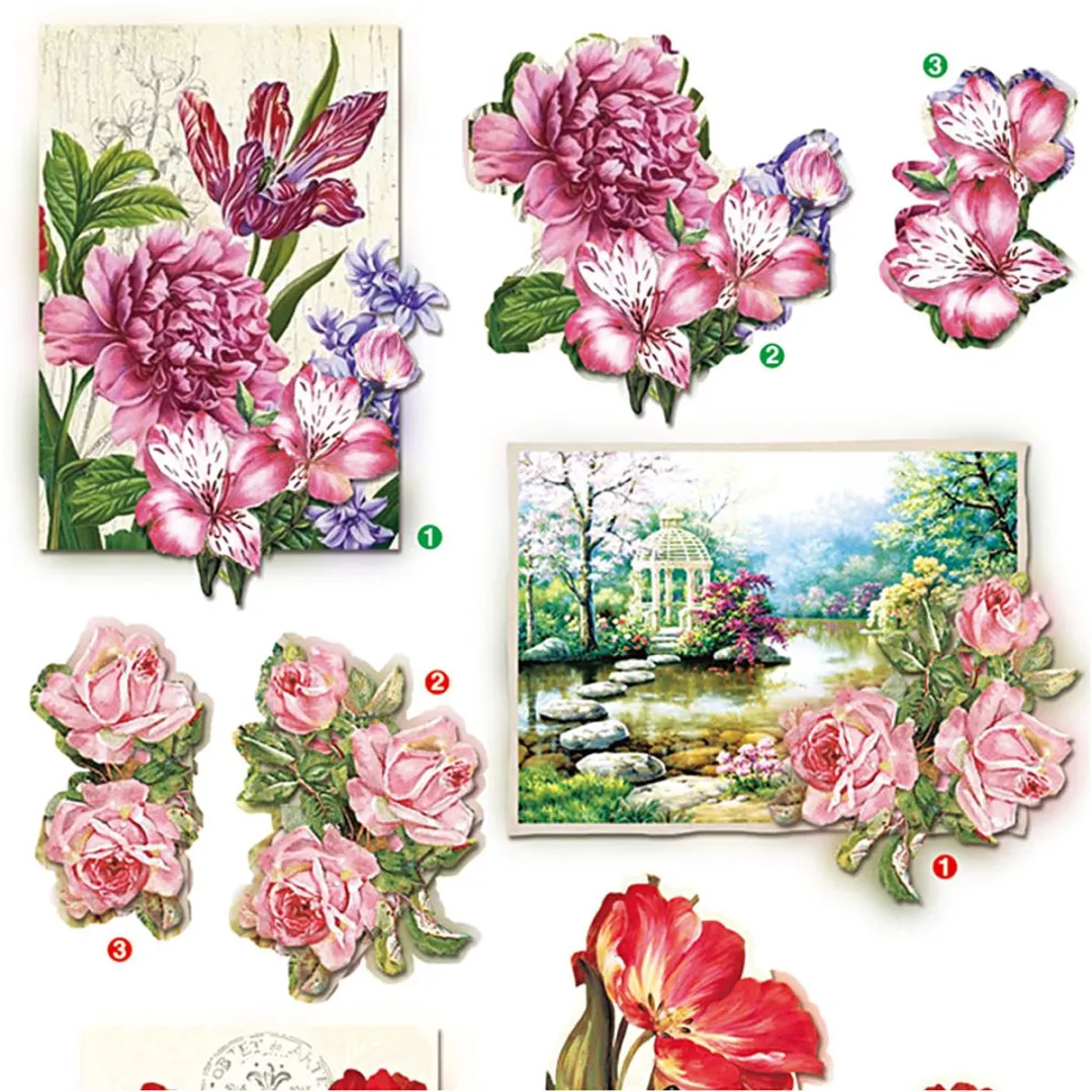 Creativ Company 3D Vellen Bloemen & Vlinders - Set van 4 - A4 21x30cm