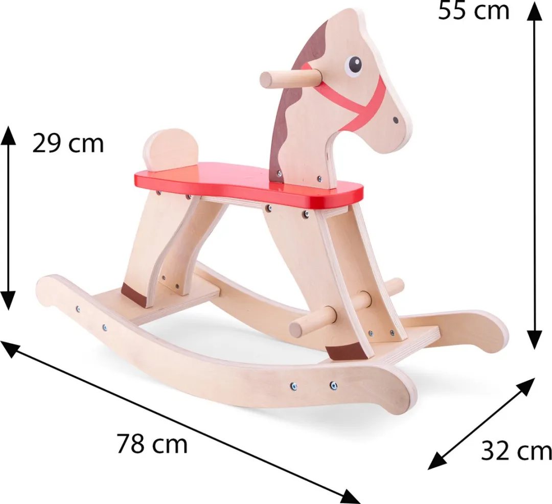 New Classic Toys Houten Hobbelpaard 11145 - Rood/Blank