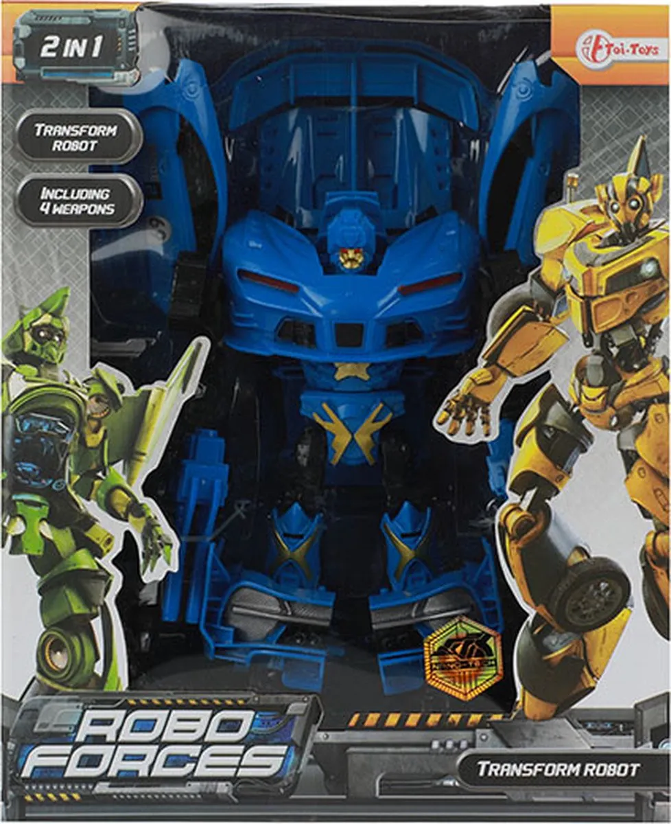 Toi-Toys Roboforces Junior Autorobot 26cm - 4-delig - Blauw