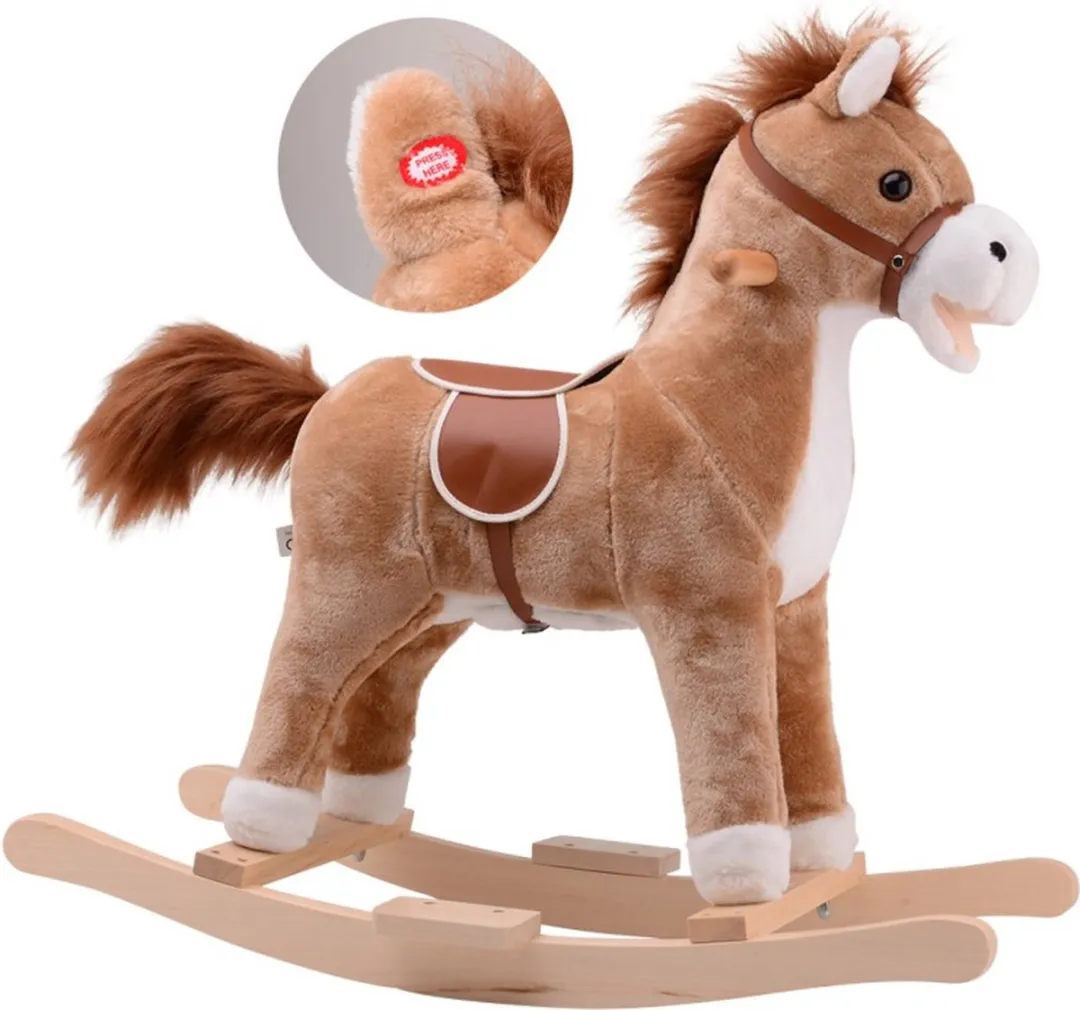 Johntoy Hobbelpaard 64cm - Beige/Bruin