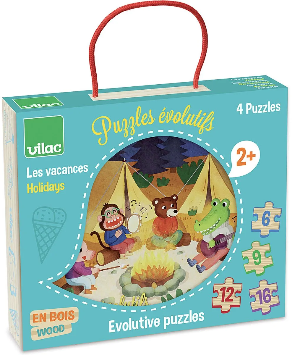 Vilac Houten Progressieve Puzzel 4 Stuks - Multicolor