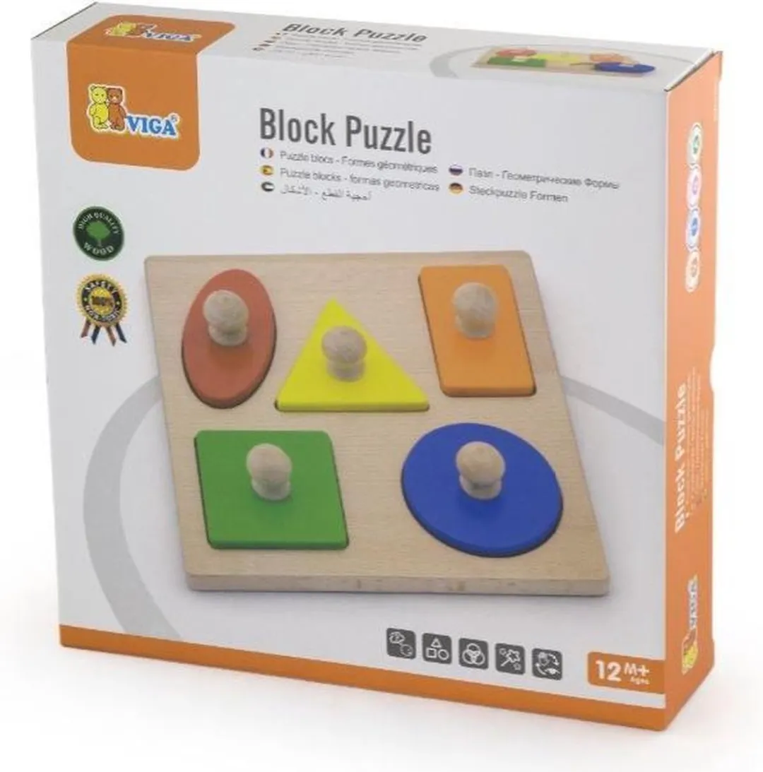 Viga Toys Junior Vormenpuzzel 5 Stukjes - Multicolor