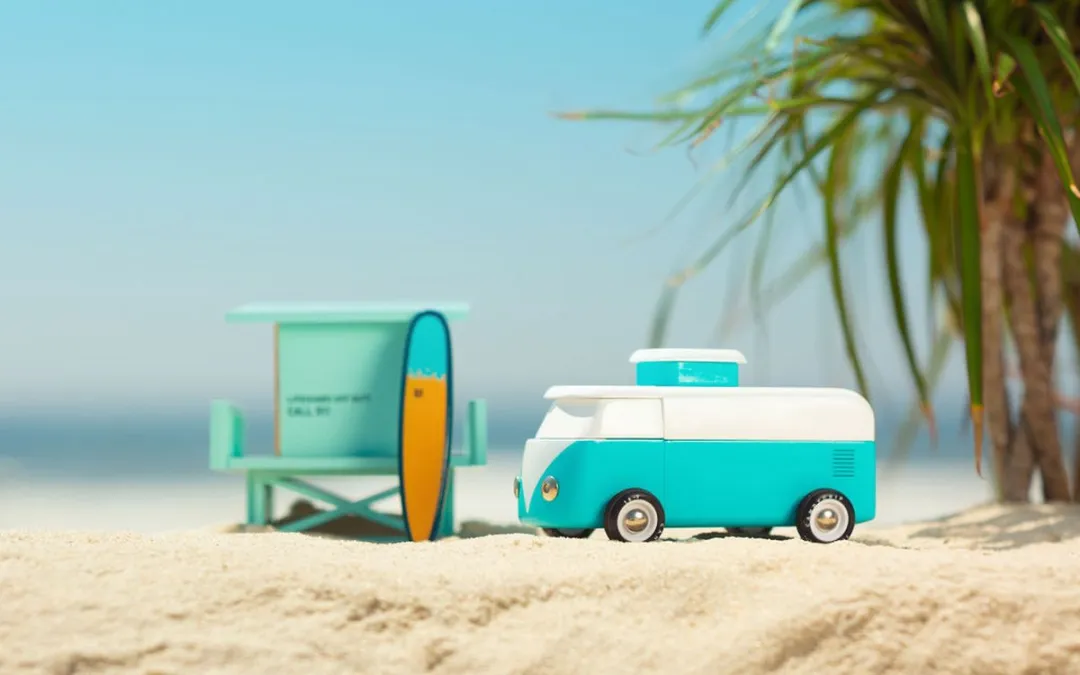 Candylab Americana VW Beach Bus Magnetisch Speelgoed - 16,5x9,4x8,4cm - Ocean