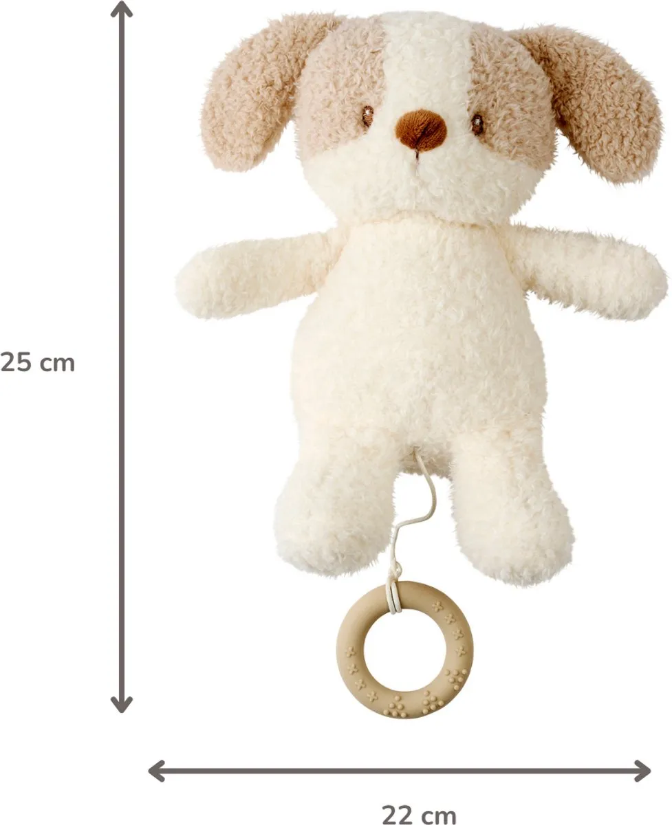 Nattou Teddy Muziekknuffel Hond 25cm - Wit & Beige