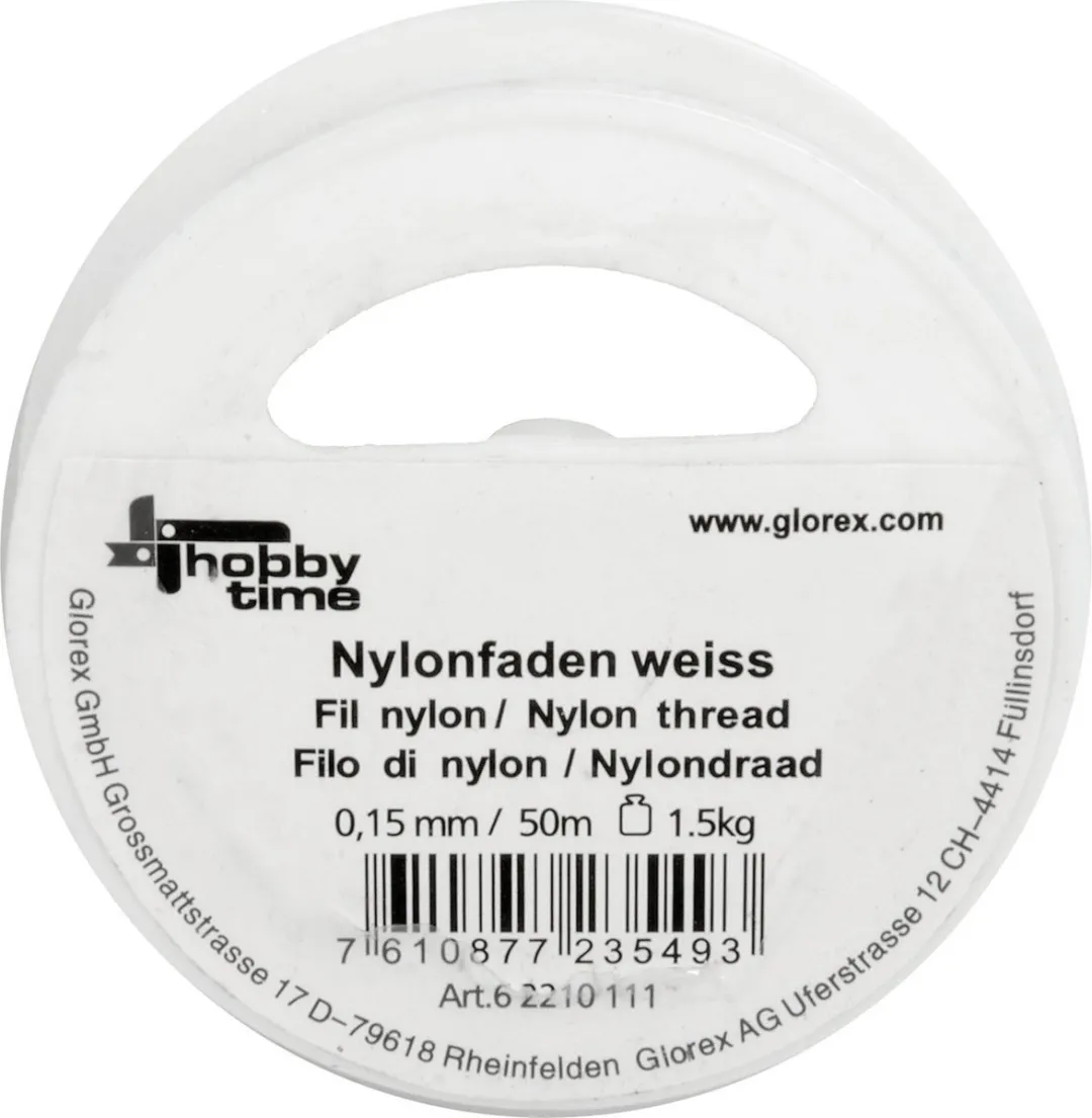 Glorex Hobby Nylon Draad 0,15mm Wit