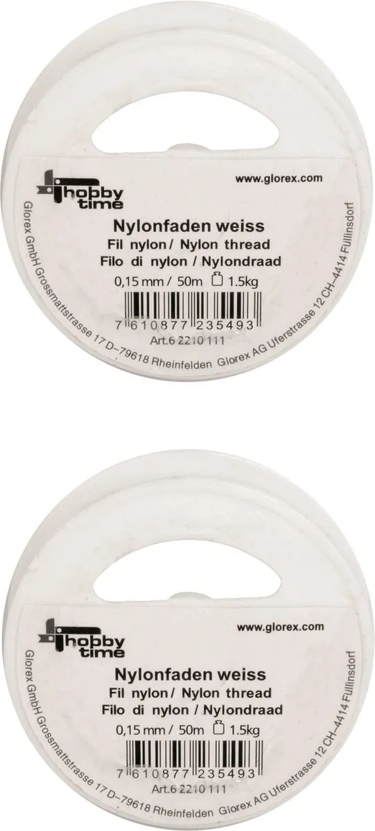 Glorex Hobby Nylon Draad 0,15mm Wit - 50m
