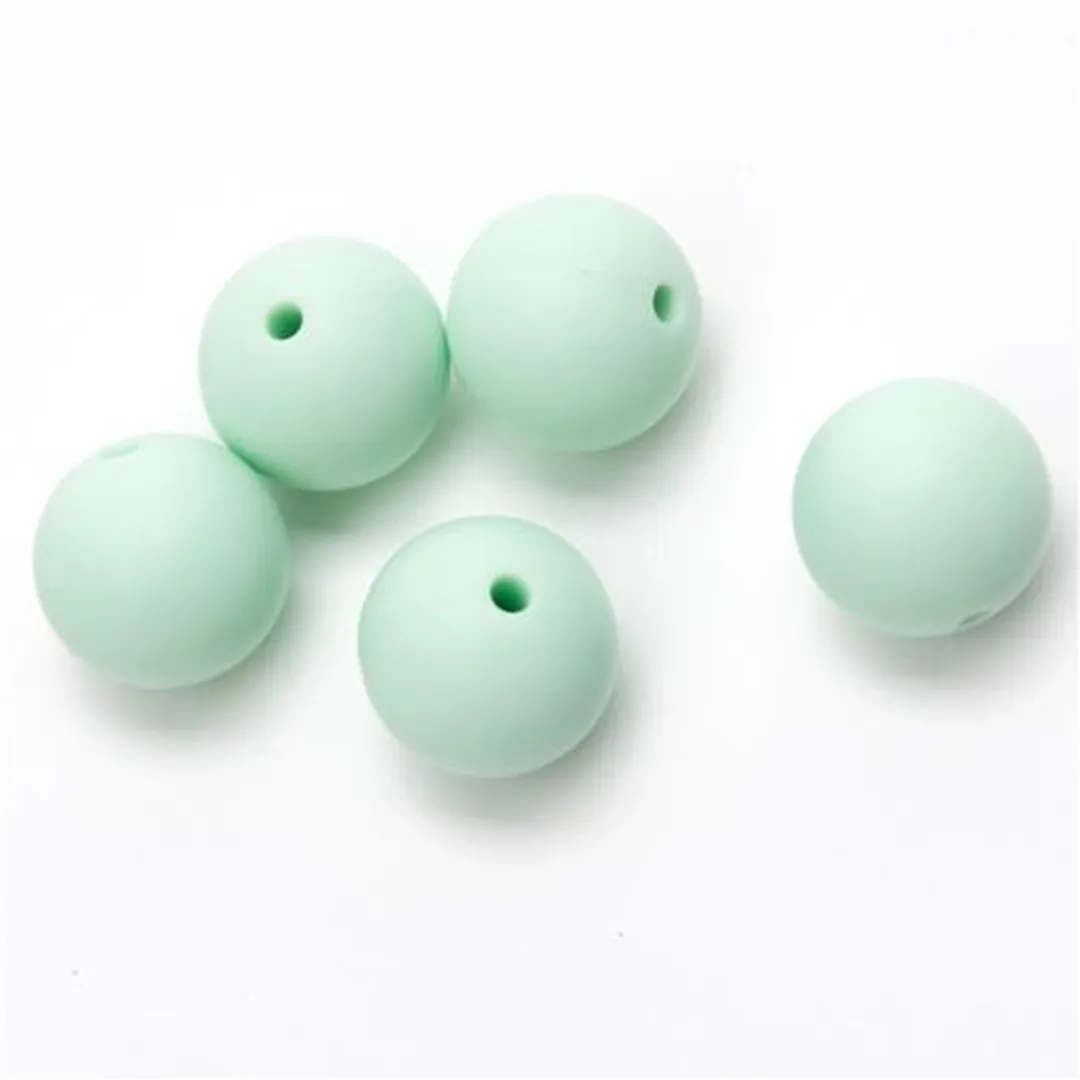 Durable Siliconen Kralen 15mm - 5 Stuks Light Green
