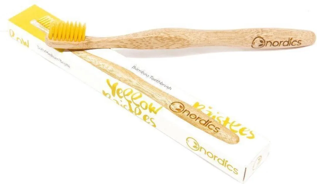 NÖRDIC Tandenborstel Bamboe 23cm - Bruin/Geel - afbeelding 6 van 6