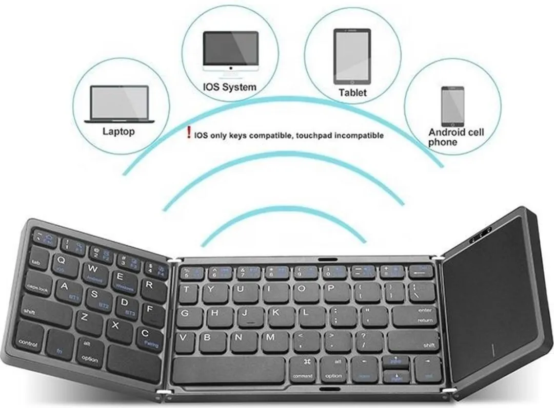 NÖRDIC KB-102 Opvouwbare Toetsenbord - USB-C - Bluetooth 5.0 - US Indeling - 64 Keys - Multipairing - IOS, Android, Windows
