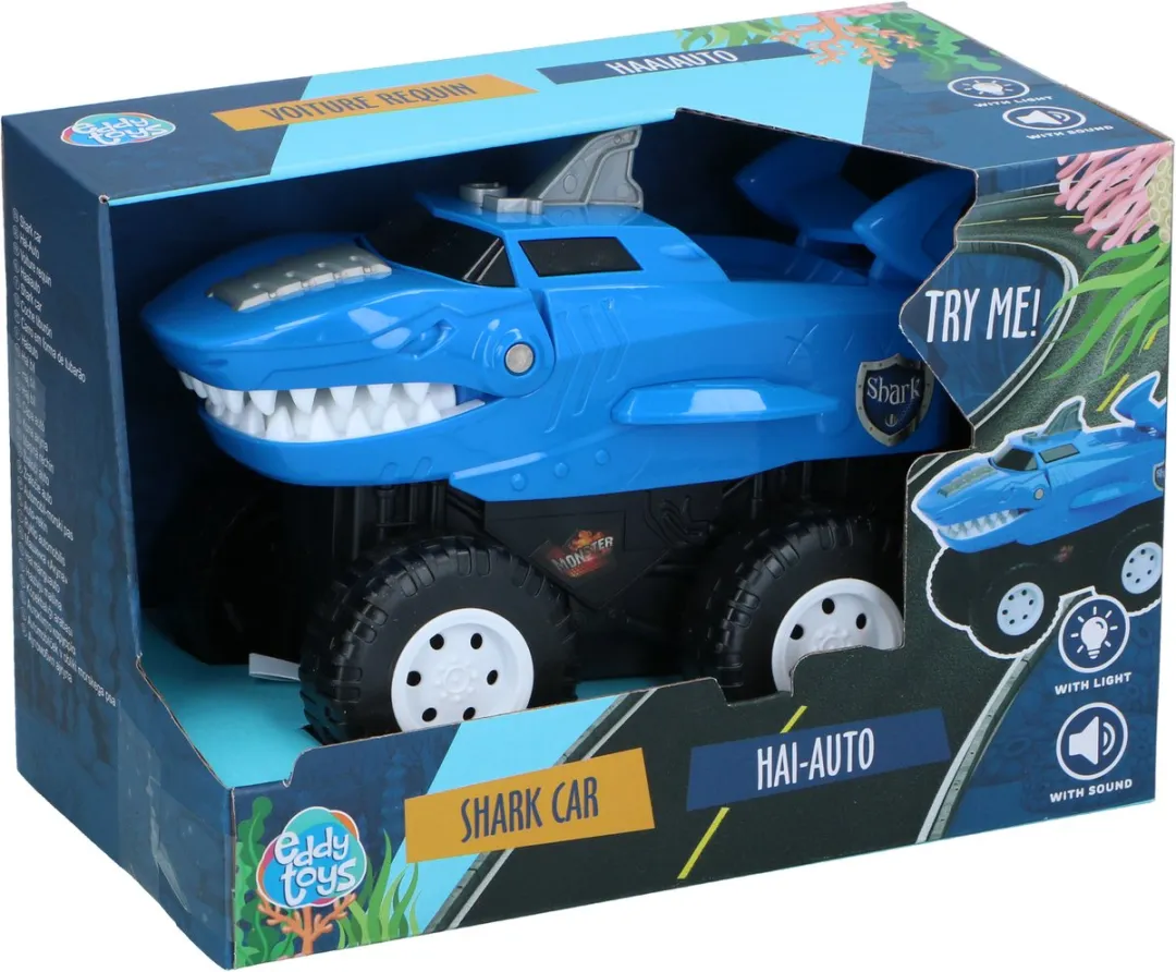 Eddy Toys Haai Auto Speelgoed - Blauw/Zwart/Wit