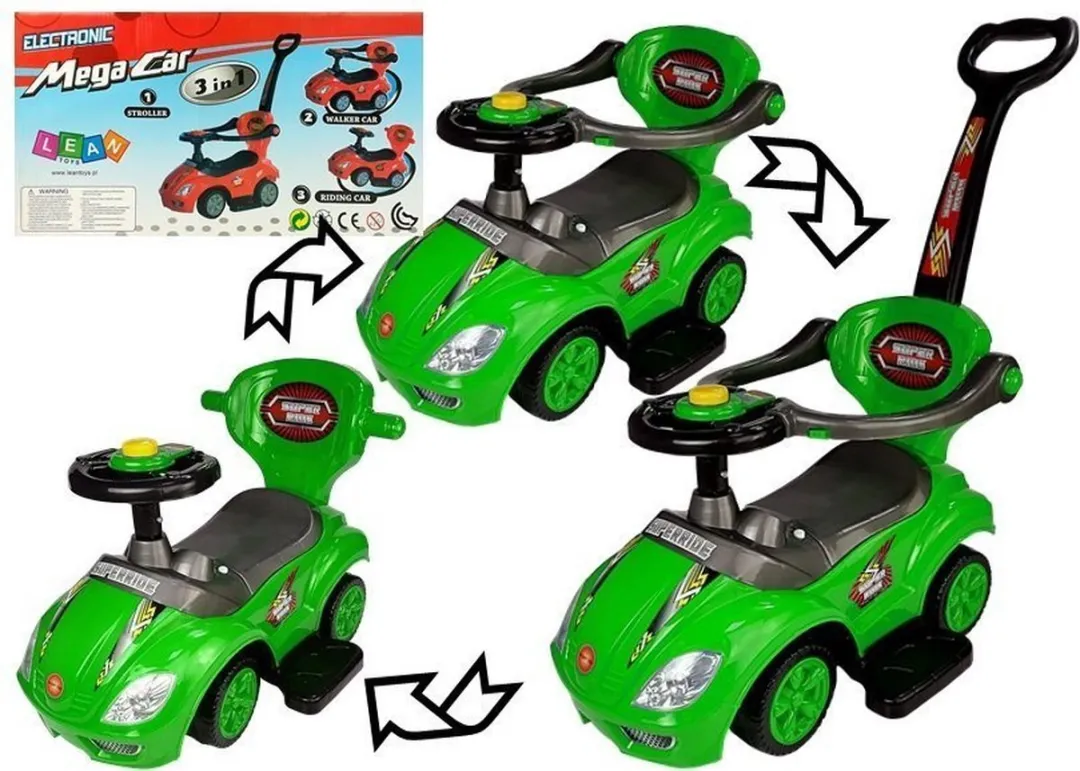 Lean Toys Mega Car 3-in-1 Loopauto - Groen