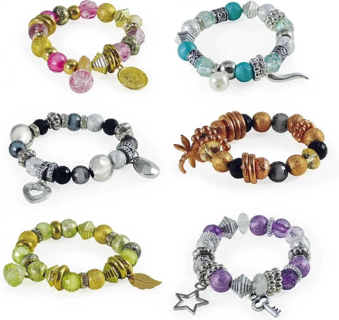 Buki Armbandjes maken met bedeltjes - 6 Stuks - Meerkleurig