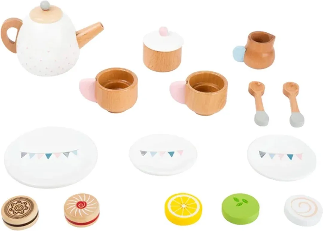Small Foot Houten Theeset met Speeleten - 17 Stuks - Wit