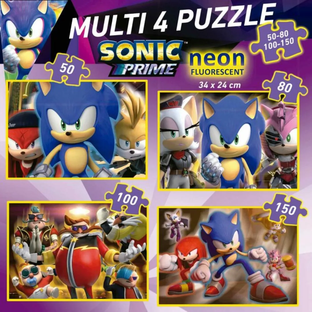 Educa Sonic Neon 4-in-1 Puzzel - ED19631 - 50/80/100/150 Stuks - Multicolor