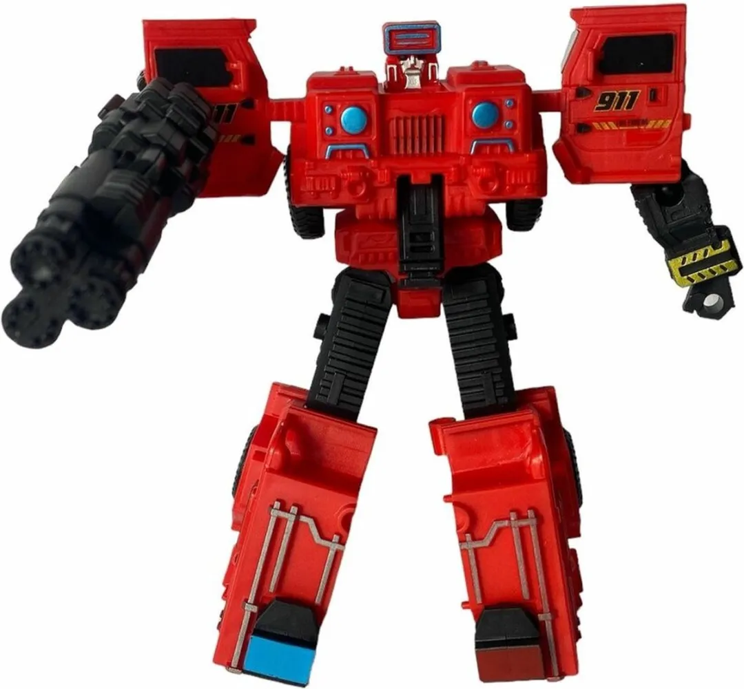 YJ Toys X-Warrior ExtingGuish Flame Transforming Robot/Auto 2-in-1 - Rood