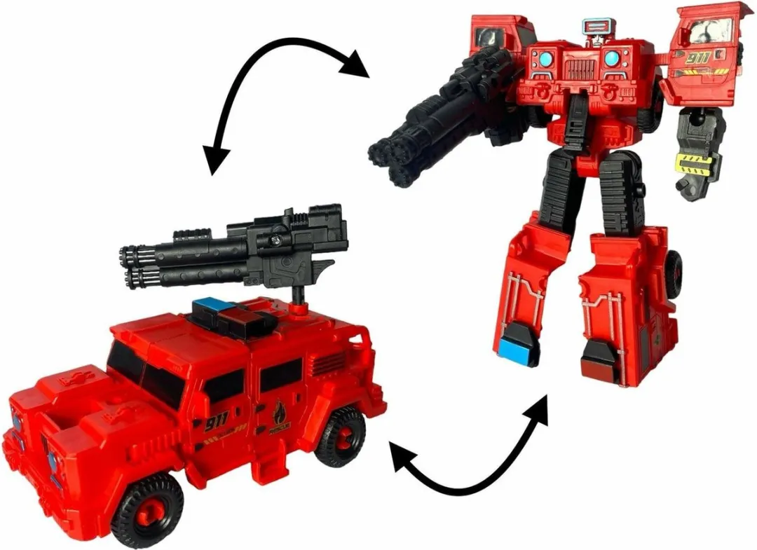 YJ Toys X-Warrior ExtingGuish Flame Transforming Robot/Auto 2-in-1 - Rood