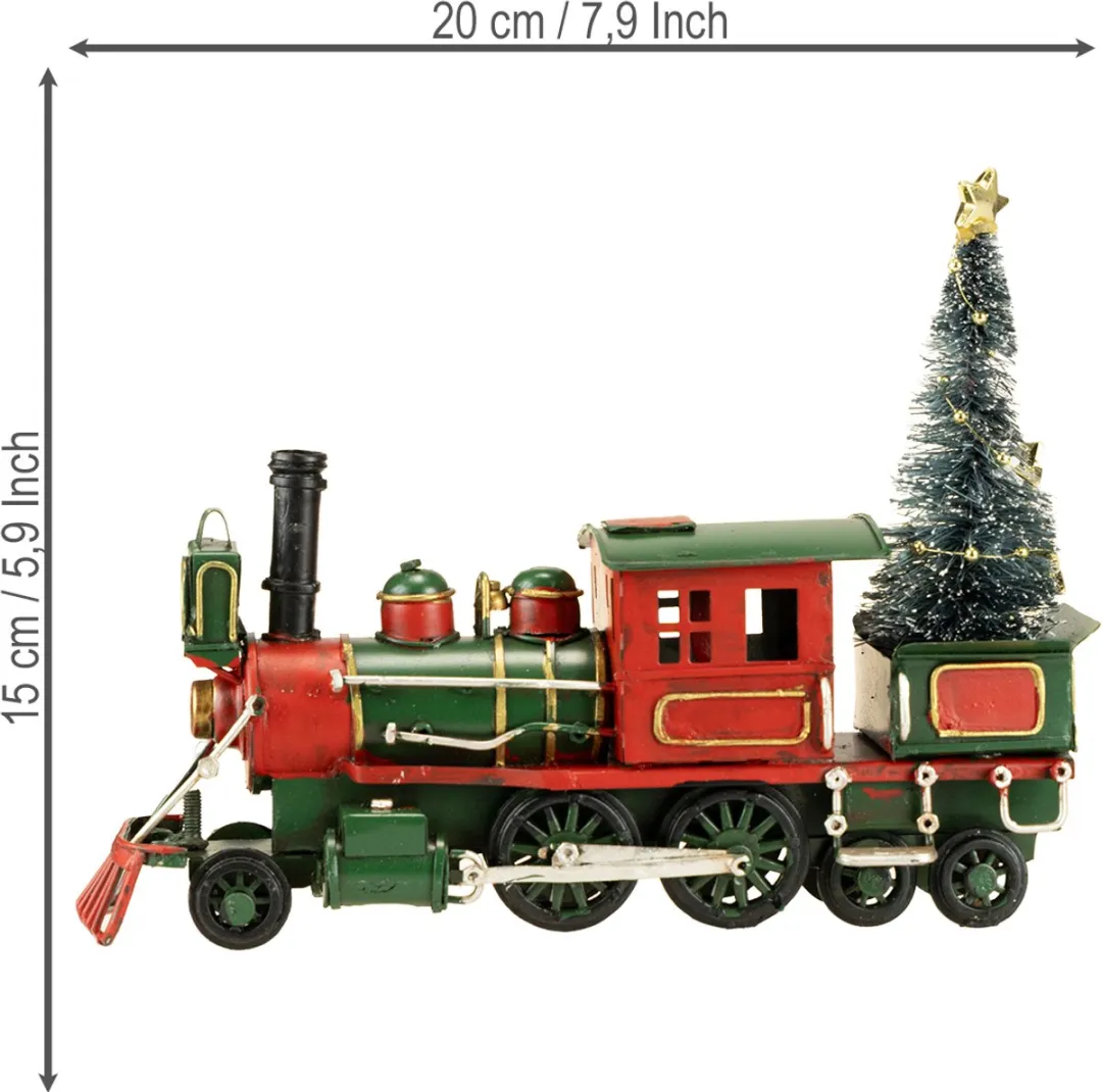 Kaemingk Kersttrein met dennenlocomotief - 20cm - Kerstgroen