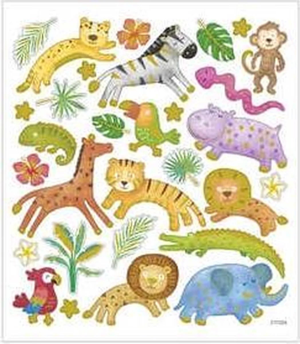Creativ Company Wilde Dieren Stickers Safari Thema - 15x16,5cm - Multi