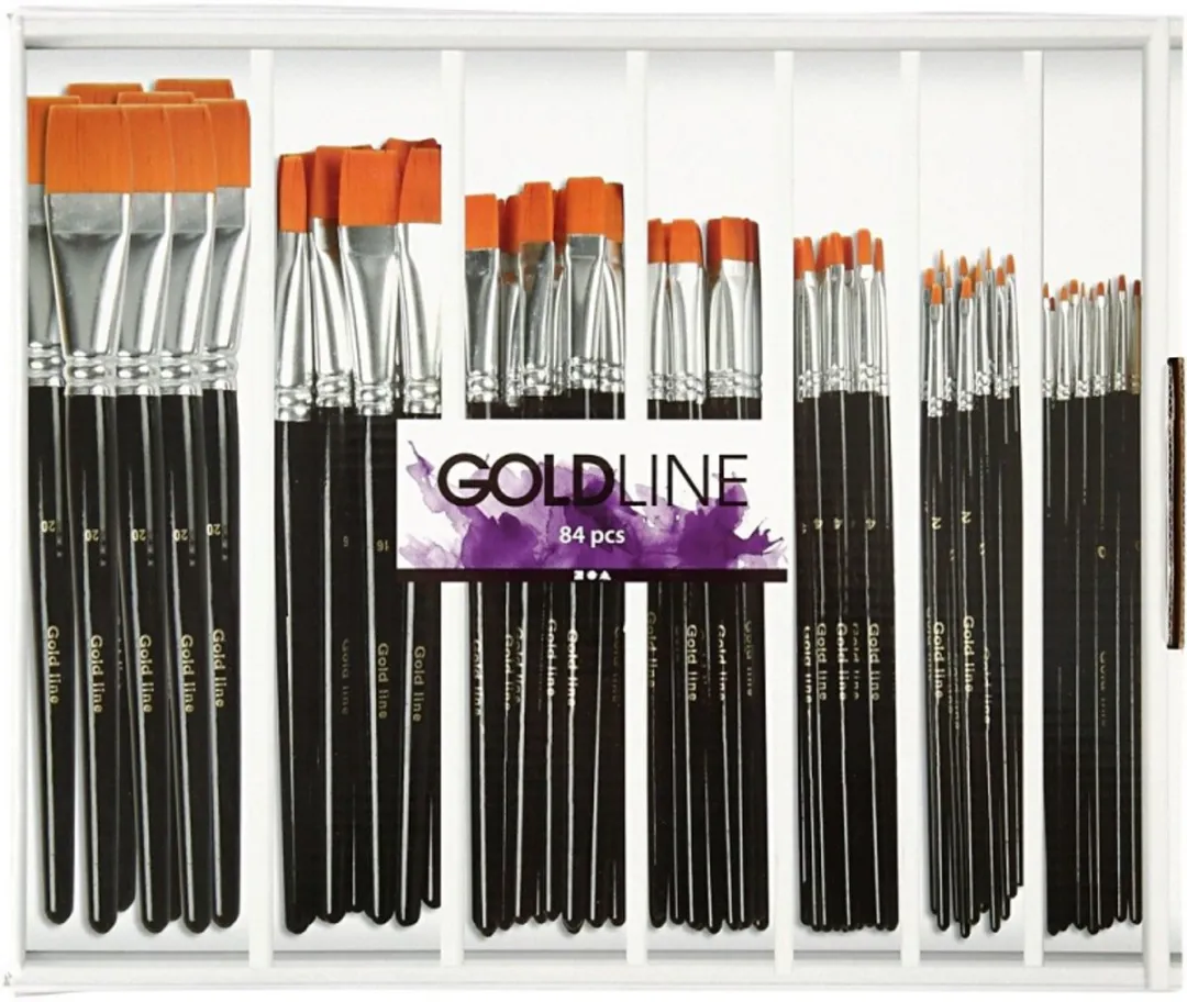 Creativ Company Gold Line Penselen Plat Assortiment - 84 Stuks