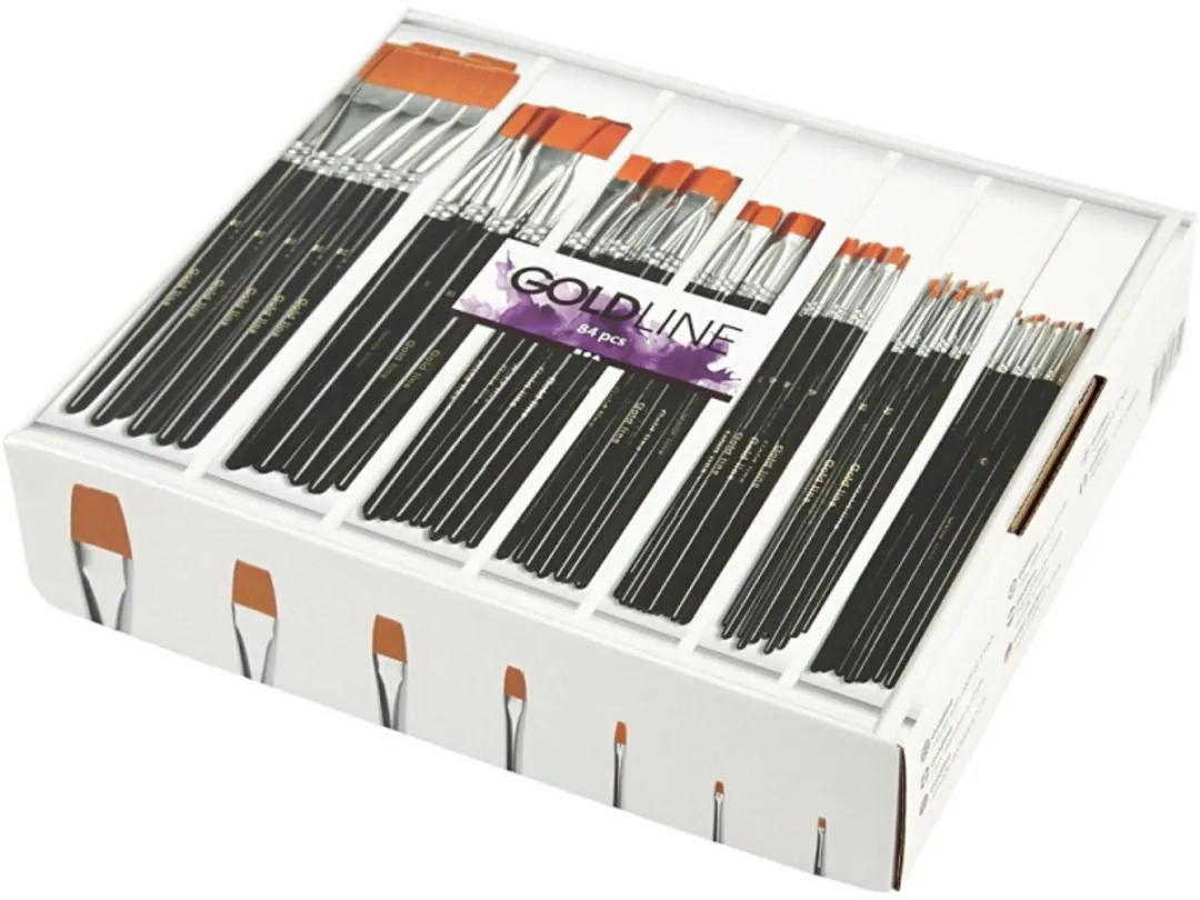 Creativ Company Gold Line Penselen Plat Assortiment - 84 Stuks