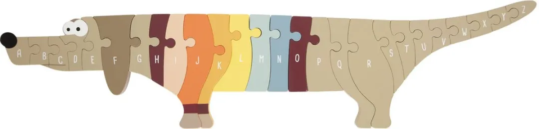 Small Foot Houten Letter- en Vormenpuzzel Hond 26 Stuks - Multicolor