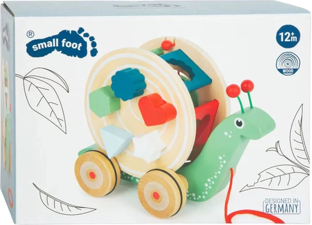 Small Foot Houten Trekfiguur Vormenstoof Slak - 6-delig - Meerkleurig
