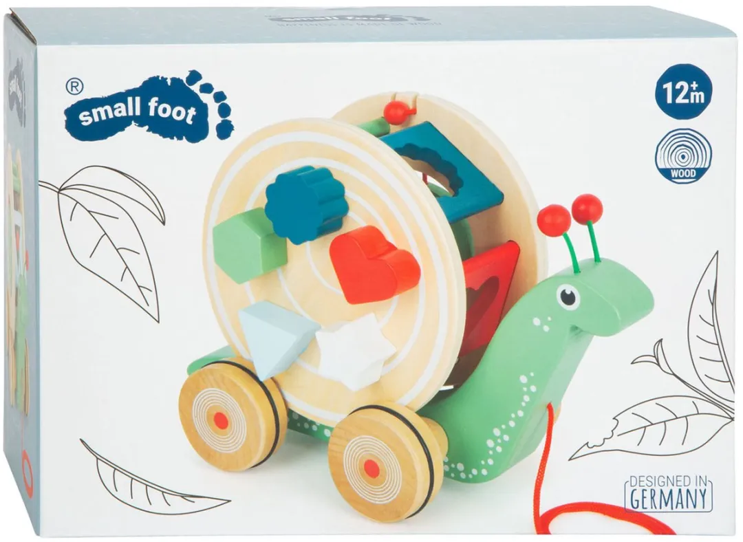 Small Foot Houten Trekfiguur Vormenstoof Slak - 6-delig - Meerkleurig