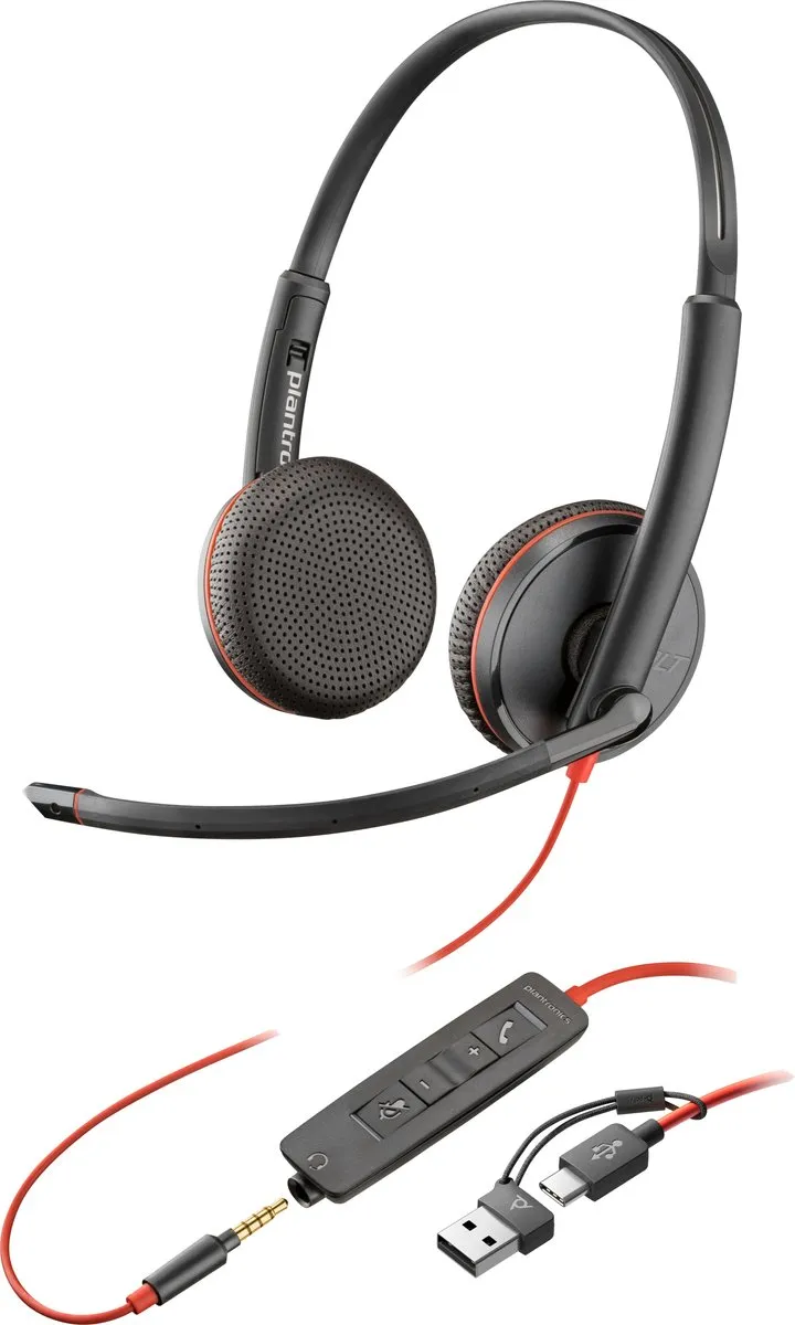 HP Poly Blackwire C3225 Over-Ear Headset - Zwart
