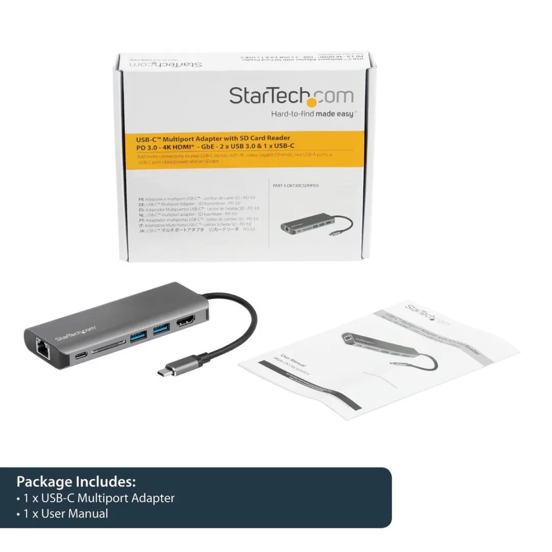 Startech DKT30CSDHPD3 USB-C Dockstation 4K - 3x USB 3.0 - Zwart