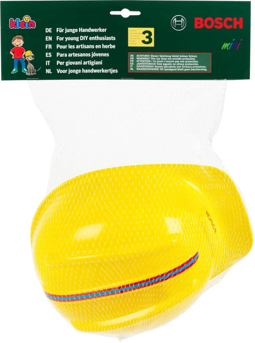 Klein Toys Bosch mini speelgoed helm - in grootte verstelbaar - geeft plezier geen bescherming - geel