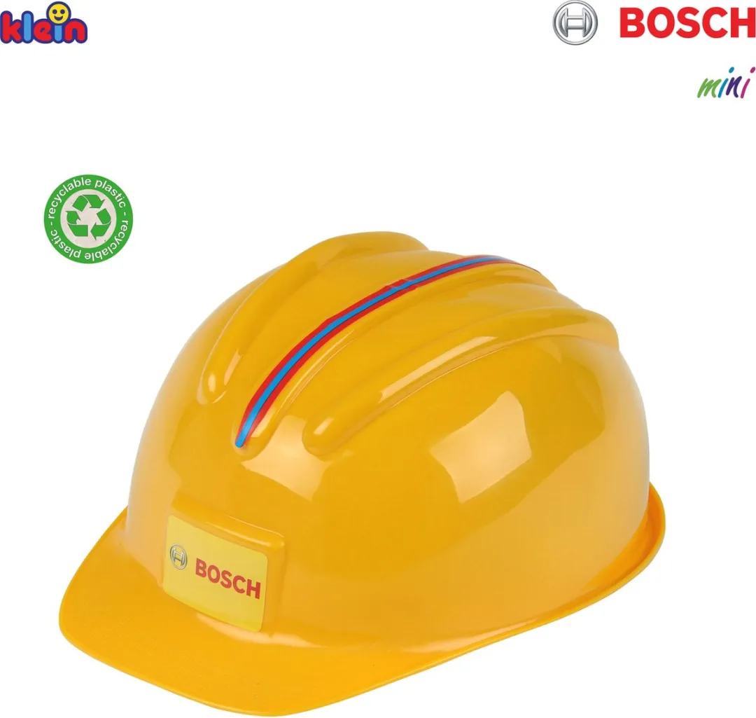 Klein Toys Bosch mini speelgoed helm - in grootte verstelbaar - geeft plezier geen bescherming - geel