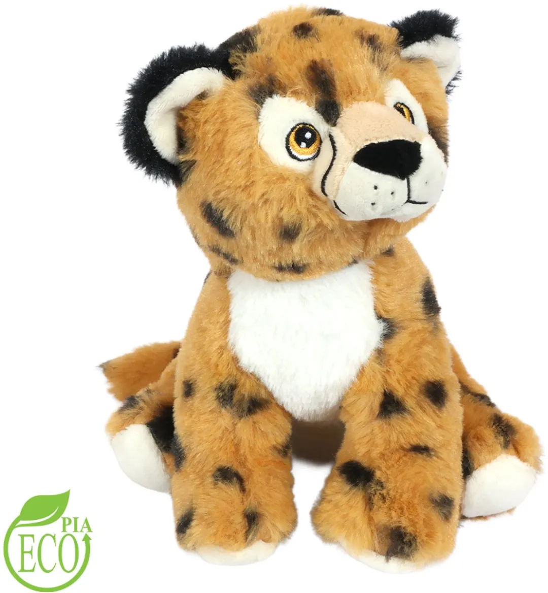 PIA Soft Toys Eco Knuffel Cheeta - 20cm - Oranje/Zwart/Crème