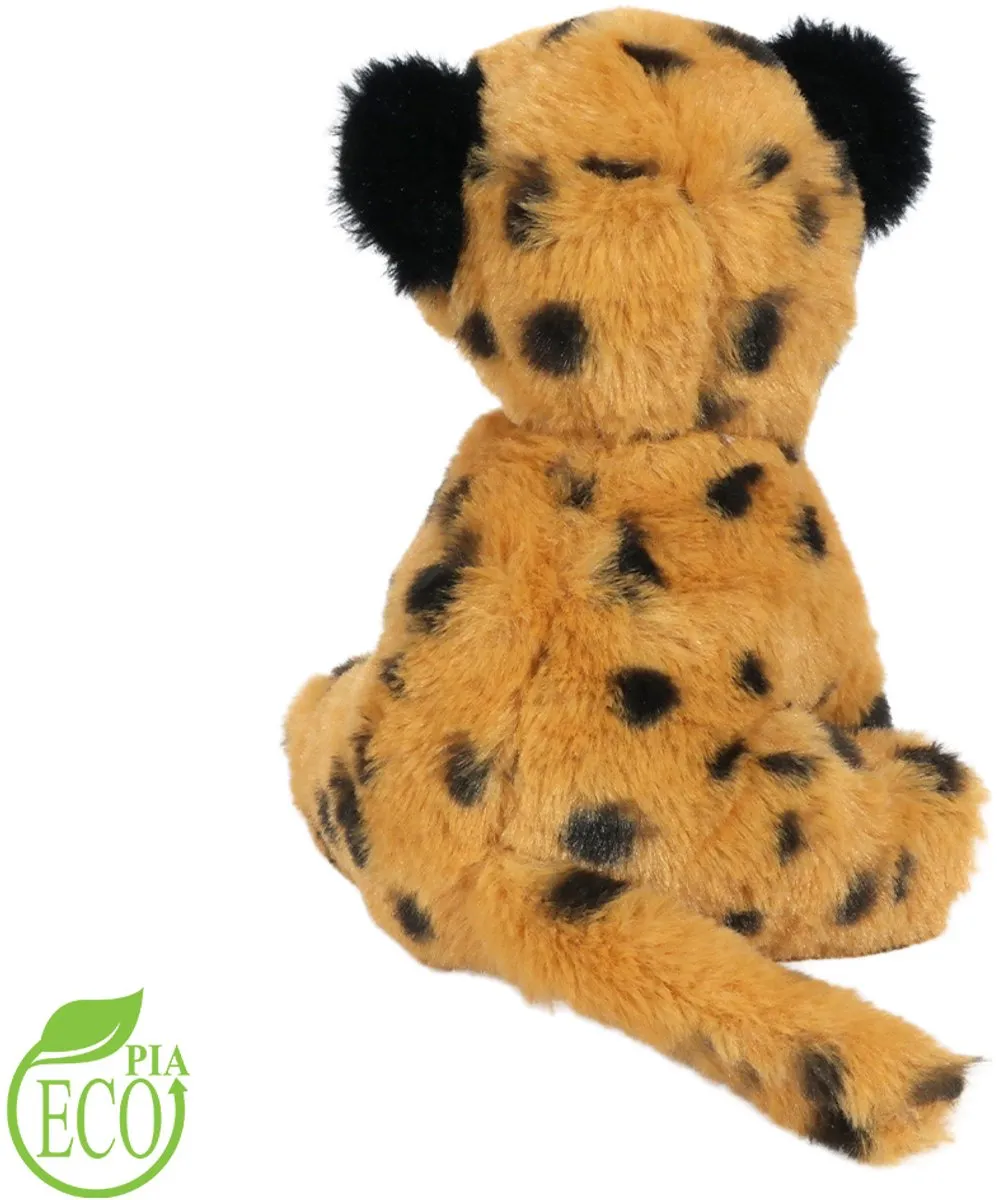 PIA Soft Toys Eco Knuffel Cheeta - 20cm - Oranje/Zwart/Crème