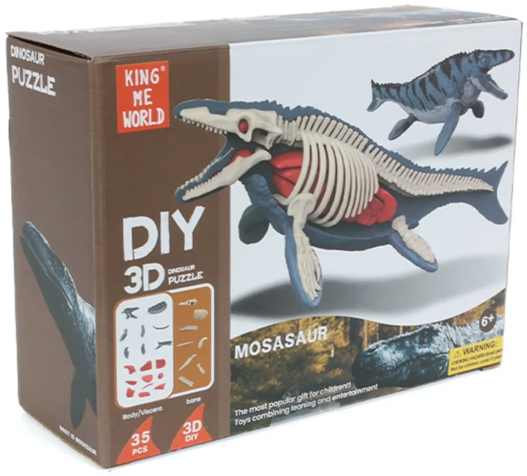 PIA Soft Toys Dino 3D Anatomie Mosasaurus - Rood/Wit/Grijs - afbeelding 6 van 6