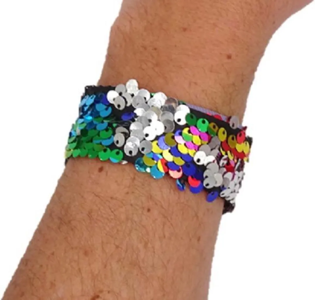 Klaparmbanden kinderen - Pailletten - Armbandjes voor meisjes - 22 x 3 cm - 6 stuks