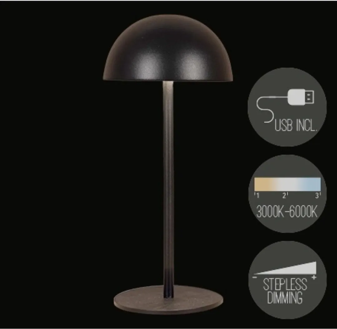 Anna's Collection Tafellamp USB Zwart LED Oplaadbaar Dimbaar