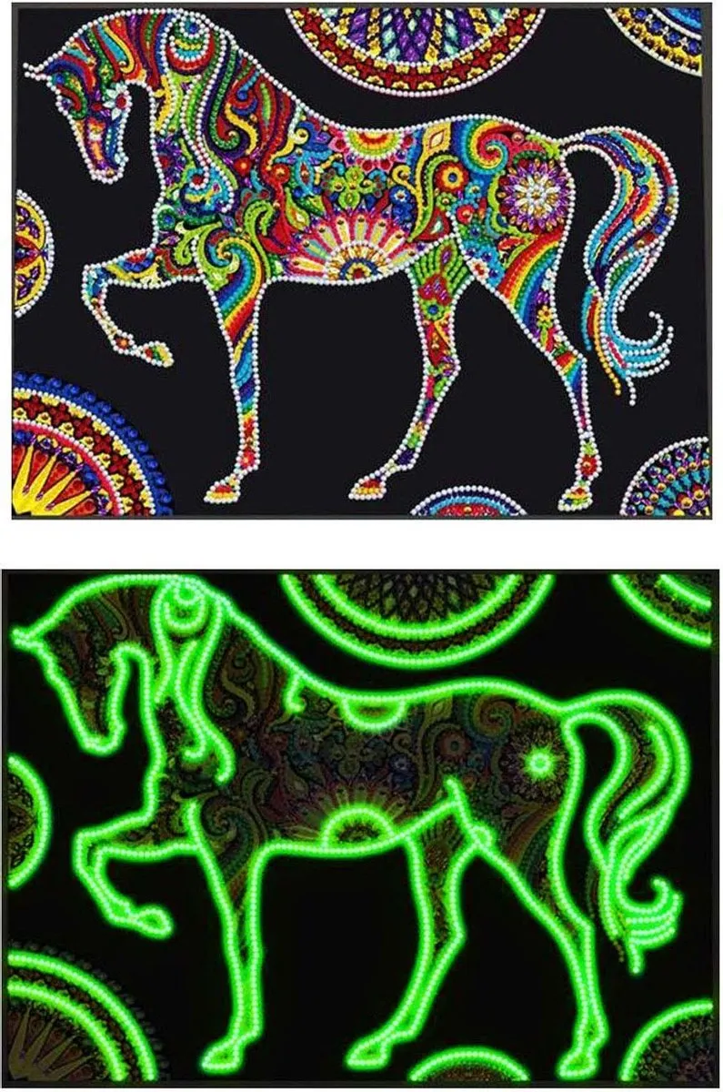 ToiToys Diamond Painting Glow in the Dark Olifant 25x35cm - Multicolor