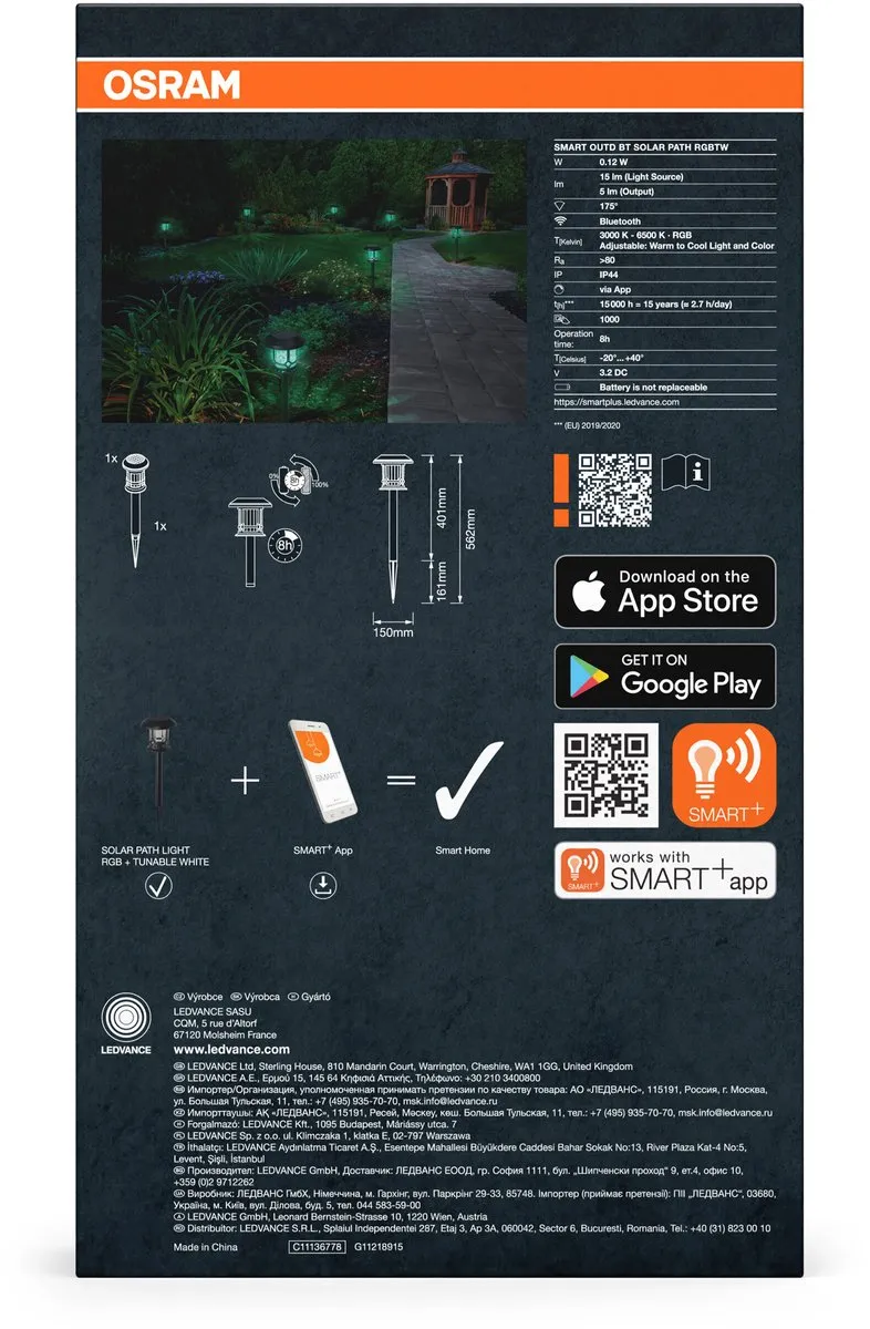 Osram SMART+ BT Solar Path Light RGB+TW - 6W - Zwart - afbeelding 4 van 6