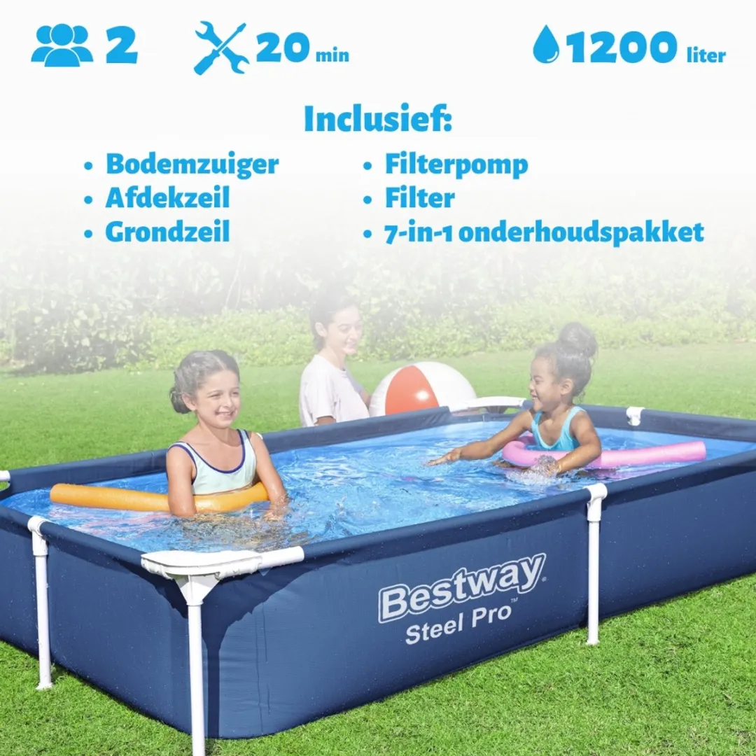 Bestway Zwembad 221x150x43cm - Blauw - 1.200L - Incl. filterpomp
