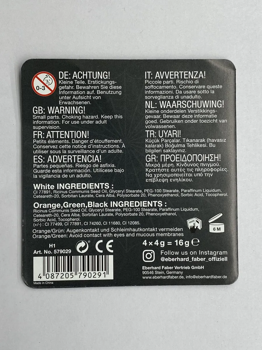 Eberhard Faber EF-579029 Schminkset Halloween - 4 Kleuren