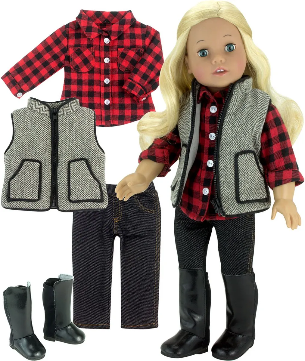 Sophia's by Teamson Kids Poppenkledingset DRCSL-HV2-UPC - Rood/Zwart