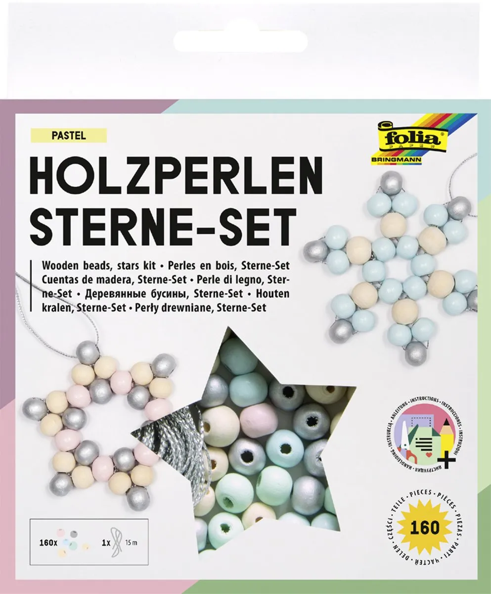 Folia Houten Kralen Sterrenset - 89 Stuks