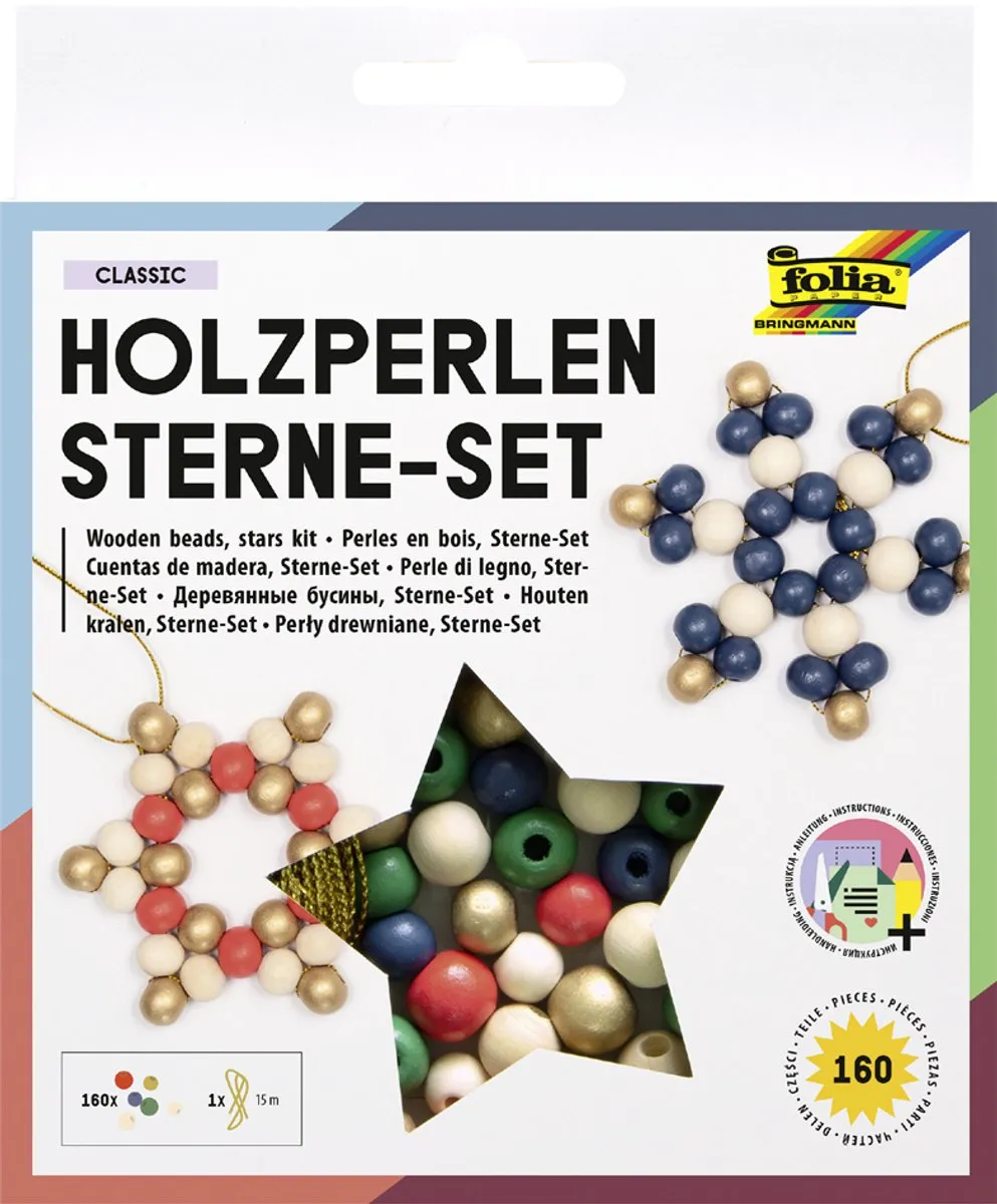 Folia Houten Kralen Sterrenset - 89 Stuks