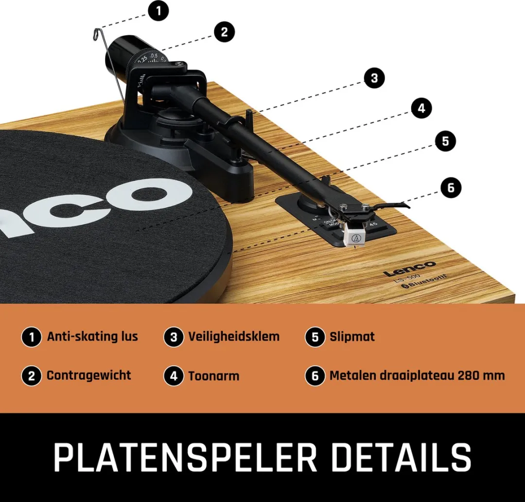 Lenco LS-500OK Platenspeler met Bluetooth - Walnoot