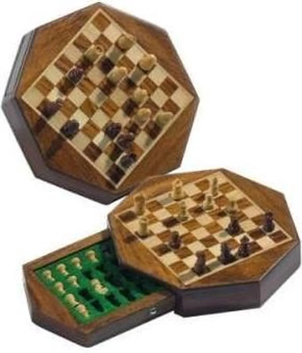 HOT Games Magnetisch Reisschaakspel Acacia 14,5x3cm