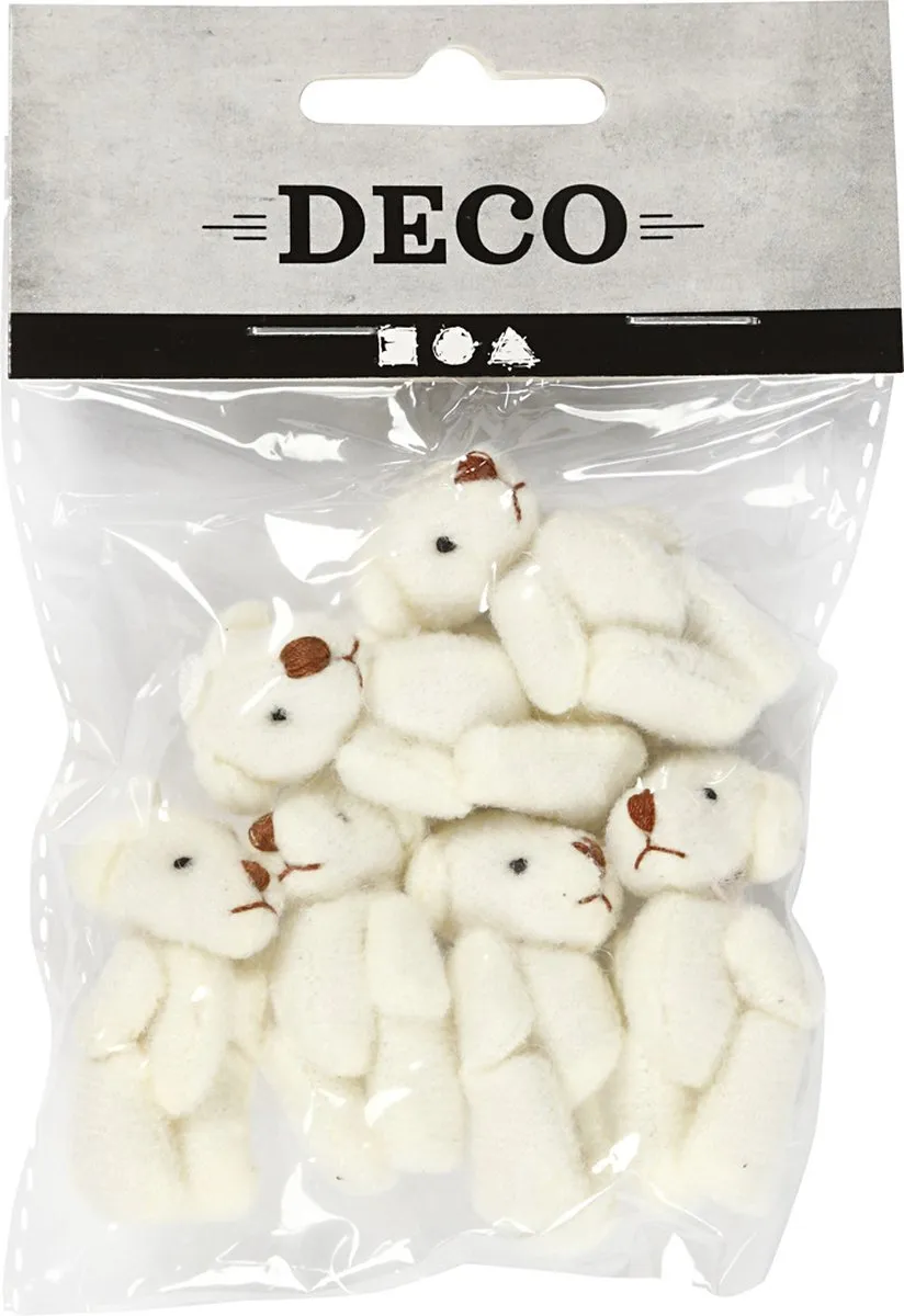Creativ Company Teddyberen 6 Stuks - 2,5cm Wit