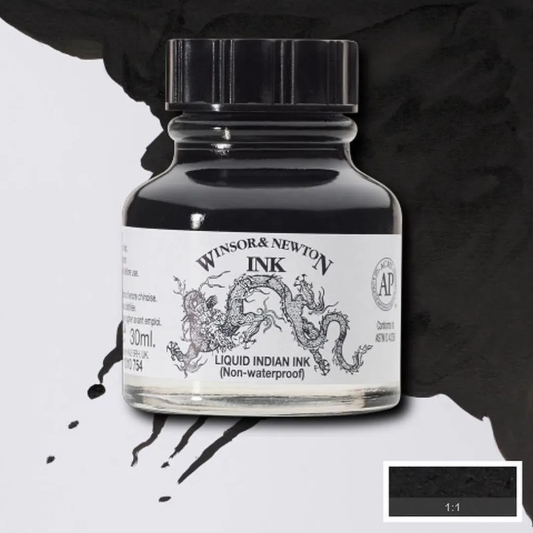 Winsor & Newton Liquid Indian Ink 30ml - Indian Black